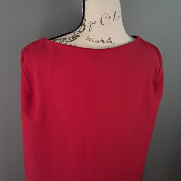 Lauren by Ralph Lauren Cape Georgette Cocktail Dress Size 4 Red - Picture 5 of 10